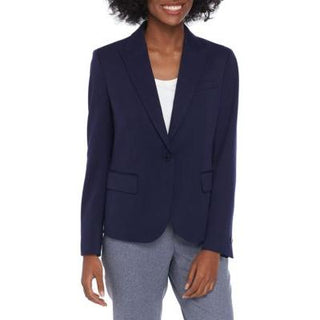 Anne Klein Womens One-Button Blazer Work Wear Business Blue Size 12