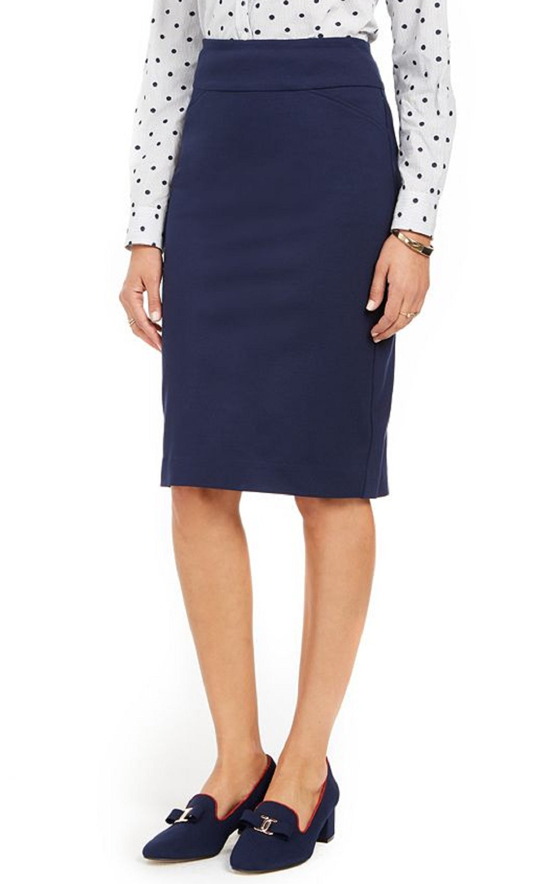 Charter Club Women's Ponte Tummy Control Pencil Skirt Blue Size 10 Petite