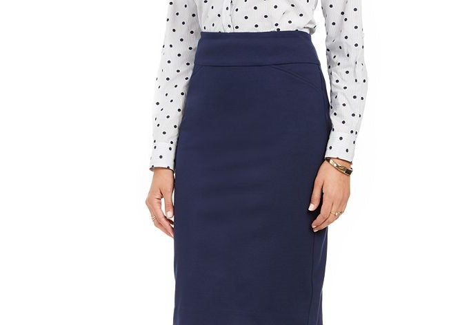 Charter Club Women's Ponte Tummy Control Pencil Skirt Blue Size 10 Petite