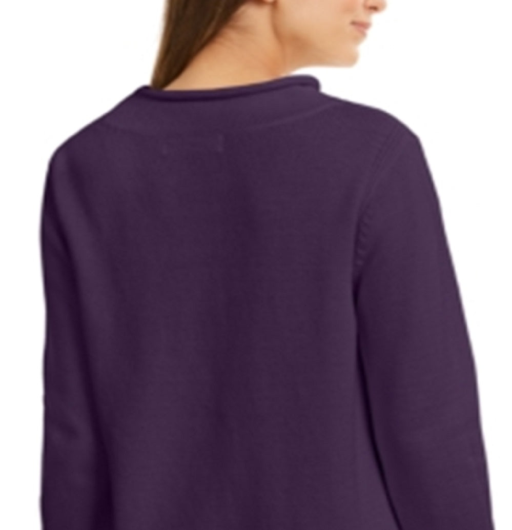 Karen Scott Women's Cotton Mock Neck Sweater Purple Size Small