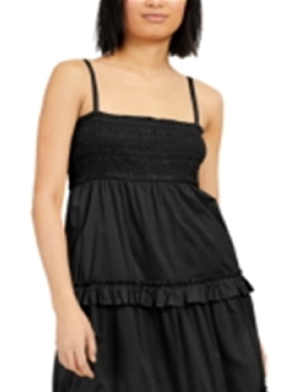 INC International Concepts Women's Smocked Tiered Maxi Dress Black Size XX Large