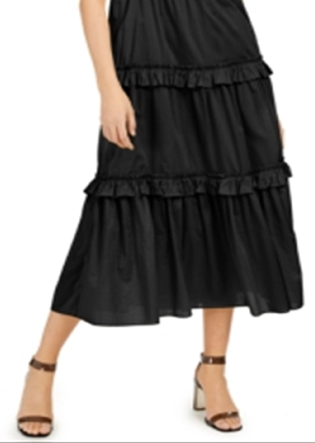 INC International Concepts Women's Smocked Tiered Maxi Dress Black Size XX Large