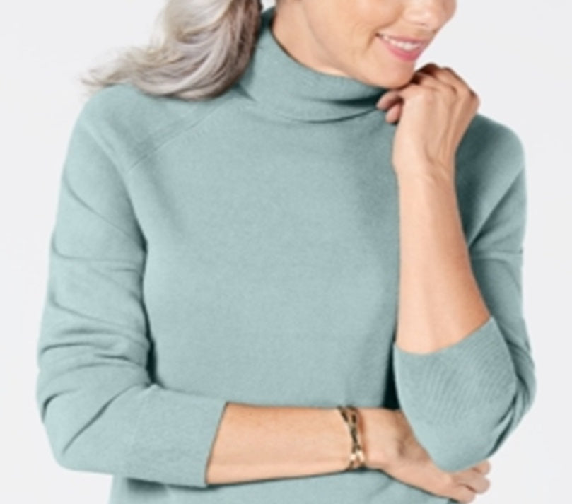 Karen Scott Women's Turtleneck Sweater Green Size Small