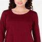 Karen Scott Women's Printed Trim Top Red Size Petite