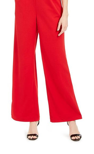 Calvin Klein Women's Sleeveless Square Neck Wide Leg Evening Jumpsuit Red Size 10