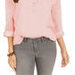 Style & Co Women's Textured Solid Popover Top Pink Size Large