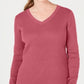 Karen Scott Women's Cotton V Neck Sweater Pink Size X-Large