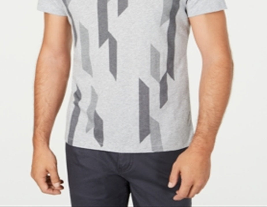 Alfani Men's Printed Short Sleeve T-Shirt Gray Size XX-Large
