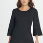 DKNY Women's Bell Sleeve Jewel Neck Short Shift Dress Black Size L