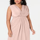 Love Squared Women's Sleeveless V Neck Maxi Fit Flare Formal Dress Pink Size 1X