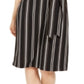 Alfani Women's Striped Short Sleeve Jewel Neck Knee Length Fit Flare Dress Black Size Large