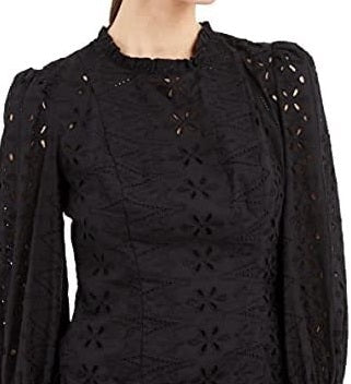 INC International Concepts Women's Cotton Eyelet Top Black Size L