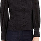 INC International Concepts Women's Cotton Eyelet Top Black Size L