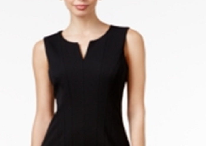 Calvin Klein Women's Split Neck Sheath Dress Black Size 4 Petite