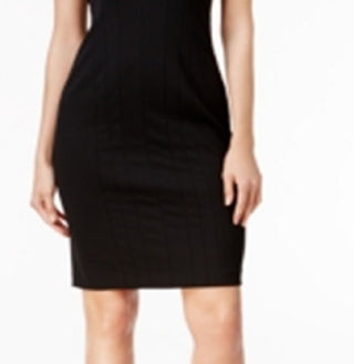 Calvin Klein Women's Split Neck Sheath Dress Black Size 4 Petite