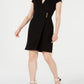 Calvin Klein Women's Short Sleeve V Neck Above the Knee Sheath Wear to Work Dress Black Size 12Petite