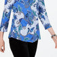 Charter Club Women's Printed Cotton 3/4 Sleeve Top Blue Size L