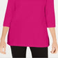 Karen Scott Women's Cotton Boat Neck 3/4 Sleeve Knit Top Purple Size XL