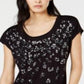 INC Women's Animal Print Short Sleeve T-Shirt Top Black Size XS
