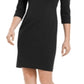 Calvin Klein Women's Zippered 3/4 Sleeve Scoop Neck Above the Knee Sheath Dress Black Size 2