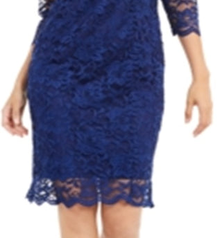Thalia Sodi Women's Lace Sheath Dress Blue Size X-Small