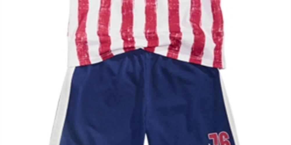 Max & Olivia Little & Big Boys 2-Pc. Flag Pajamas Set - Navy Size XL