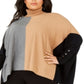 Alfani Women's Turtleneck Colorblock Poncho Sweater Brown Size 3X