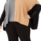 Alfani Women's Turtleneck Colorblock Poncho Sweater Brown Size 3X