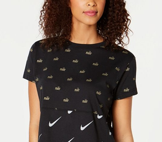 Metallic Short Sleeve Tee Black Size Small