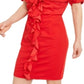 INC Women's Ruffled Ruched Dolman Sleeve V Neck Short Evening Body Con Dress Red Size 2XL