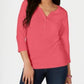 Karen Scott Women's Cotton Henley Top Orange Size X-Small