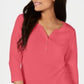 Karen Scott Women's Cotton Henley Top Orange Size X-Small