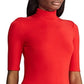 Ralph Lauren Women's Willa Jersey Elbow Sleeve Turtleneck Top Red Size Medium