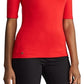Ralph Lauren Women's Willa Jersey Elbow Sleeve Turtleneck Top Red Size Medium