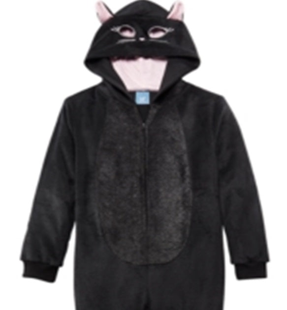 Max & Olivia Little & Big Girl's Cat Coverall Pajama Black Size M
