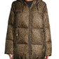 Michael Kors Women's Leopard Print Packable Hooded Down Puffer Coat Brown Size M