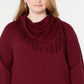 Style & Co Women's Fringed Cowl Neck Sweater Red Size 2X