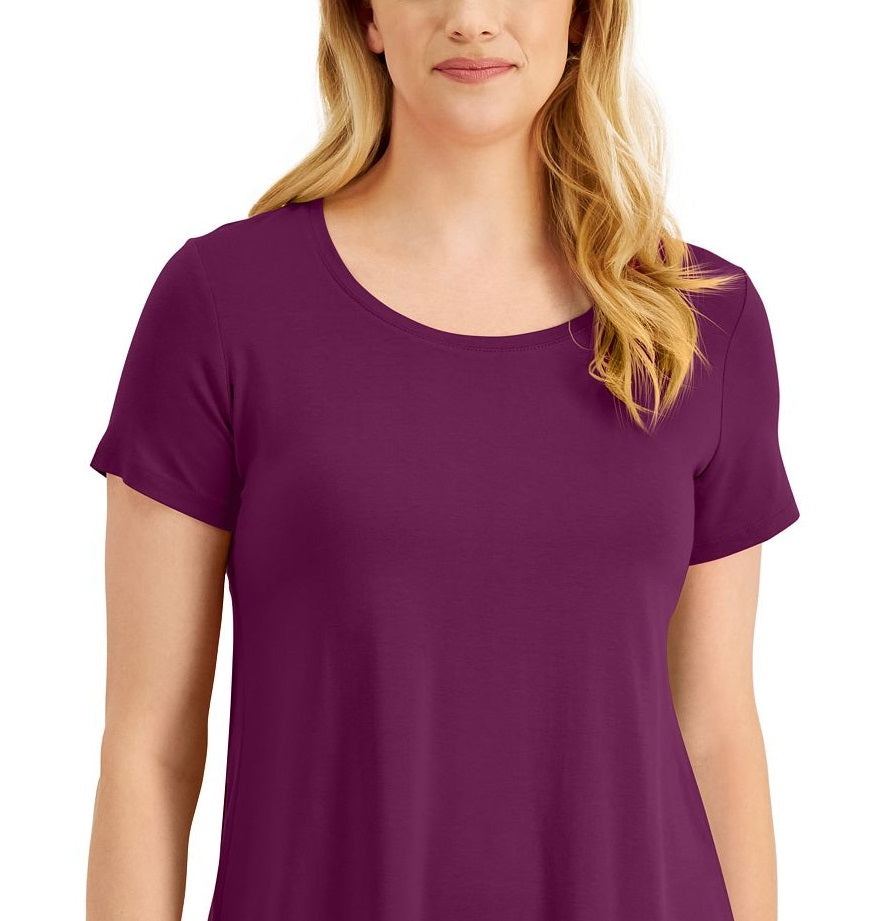 JM Collection Women's Solid Rayon Span Purple Size Large