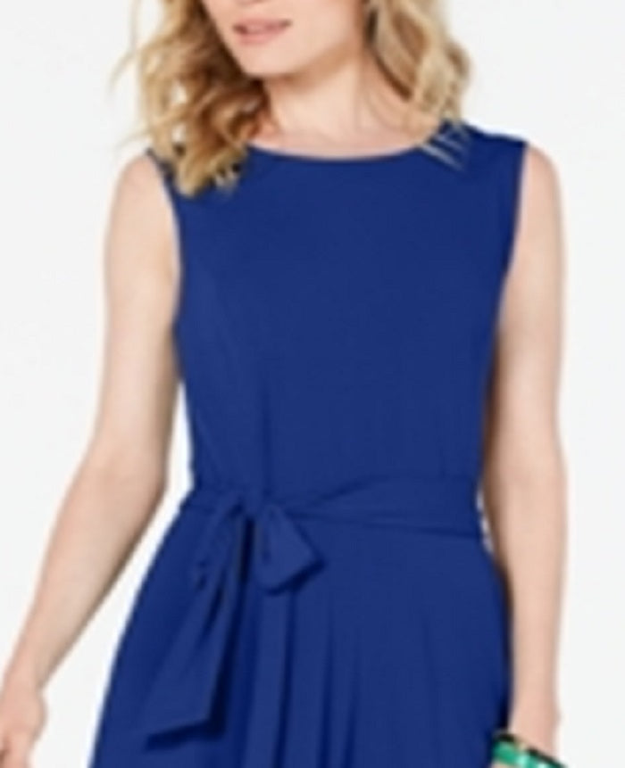 Charter Club Women's Tie Waist MIDI Dress Blue Size Large