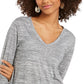 Style & Co V-Neck Top Grey Size 2XL