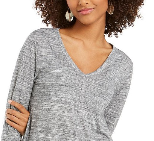 Style & Co V-Neck Top Grey Size 2XL
