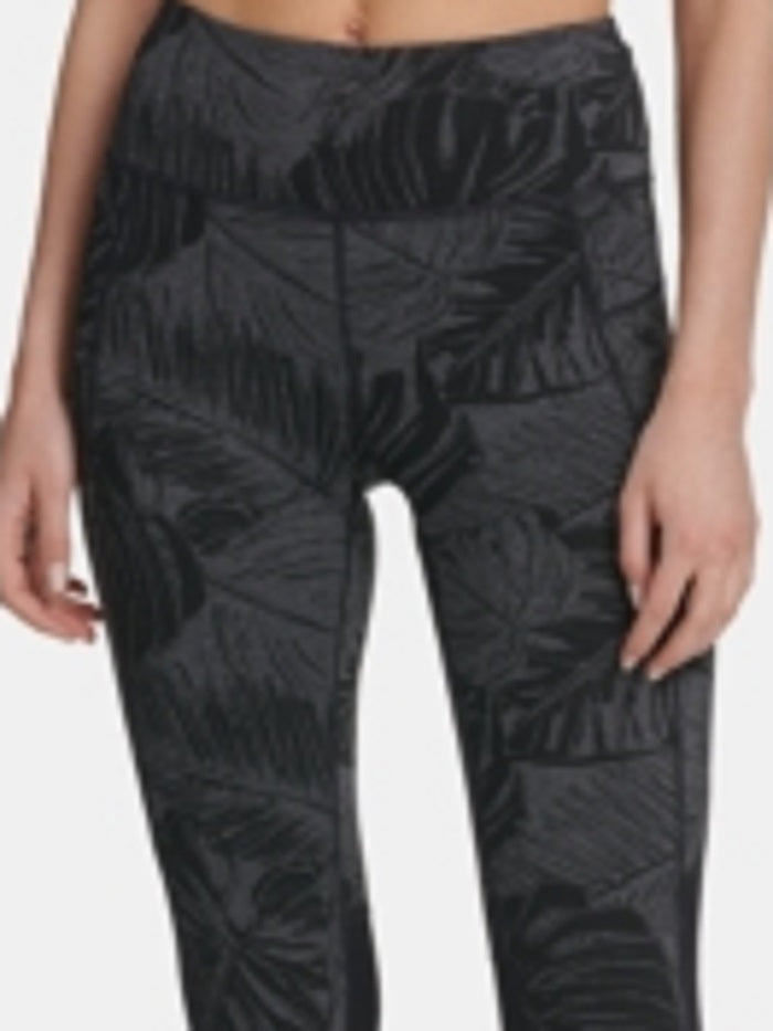 DKNY Women's Sport Printed High Waist Ankle Leggings Black Size X-Large