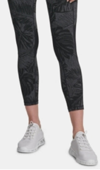 DKNY Women's Sport Printed High Waist Ankle Leggings Black Size X-Large
