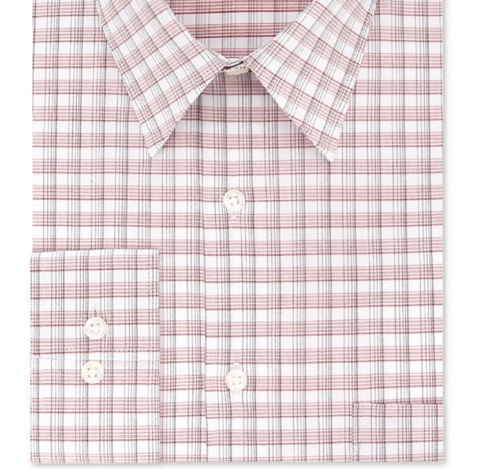 Van Heusen Men's Wrinkle Resistant Plaid Dress Shirt Red Size 4XL