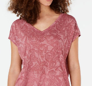 Ideology Women's Printed Drawstring Athletic Top Pink Size XX-Large