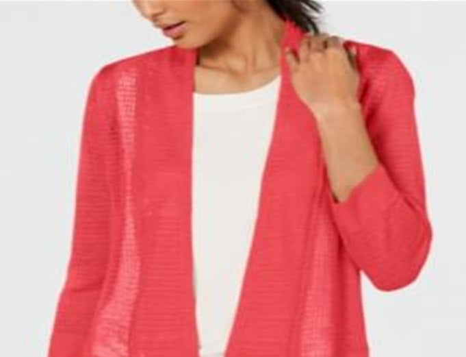 Alfani Women's Sheer Open Front Cardigan Sweater Black Size Large