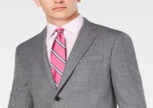 Ralph Lauren Men's Classic Regular Fit UltraFlex Stretch Sharkskin Suit Jacket Gray Size 44