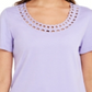 Karen Scott Cotton Scalloped-Neck T-Shirt Purple Size XS