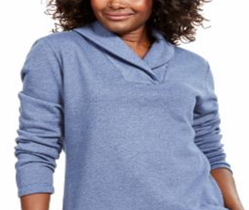 Karen Scott Women's Heather Long Sleeve Hoodie Sweater Blue Size X-Small
