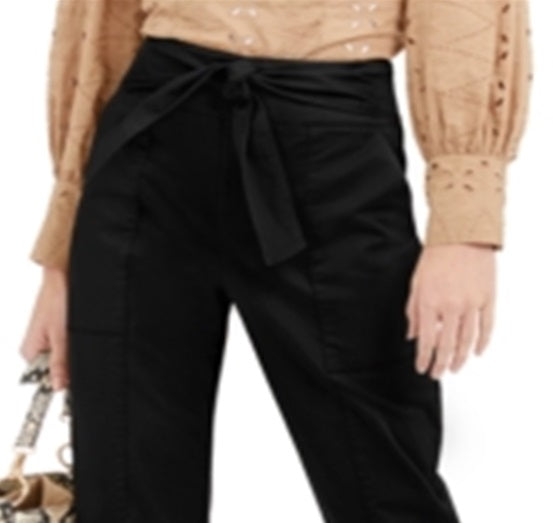 INC International Concepts Women's Tapered Leg High Rise Straight Leg Pants Black Size 8